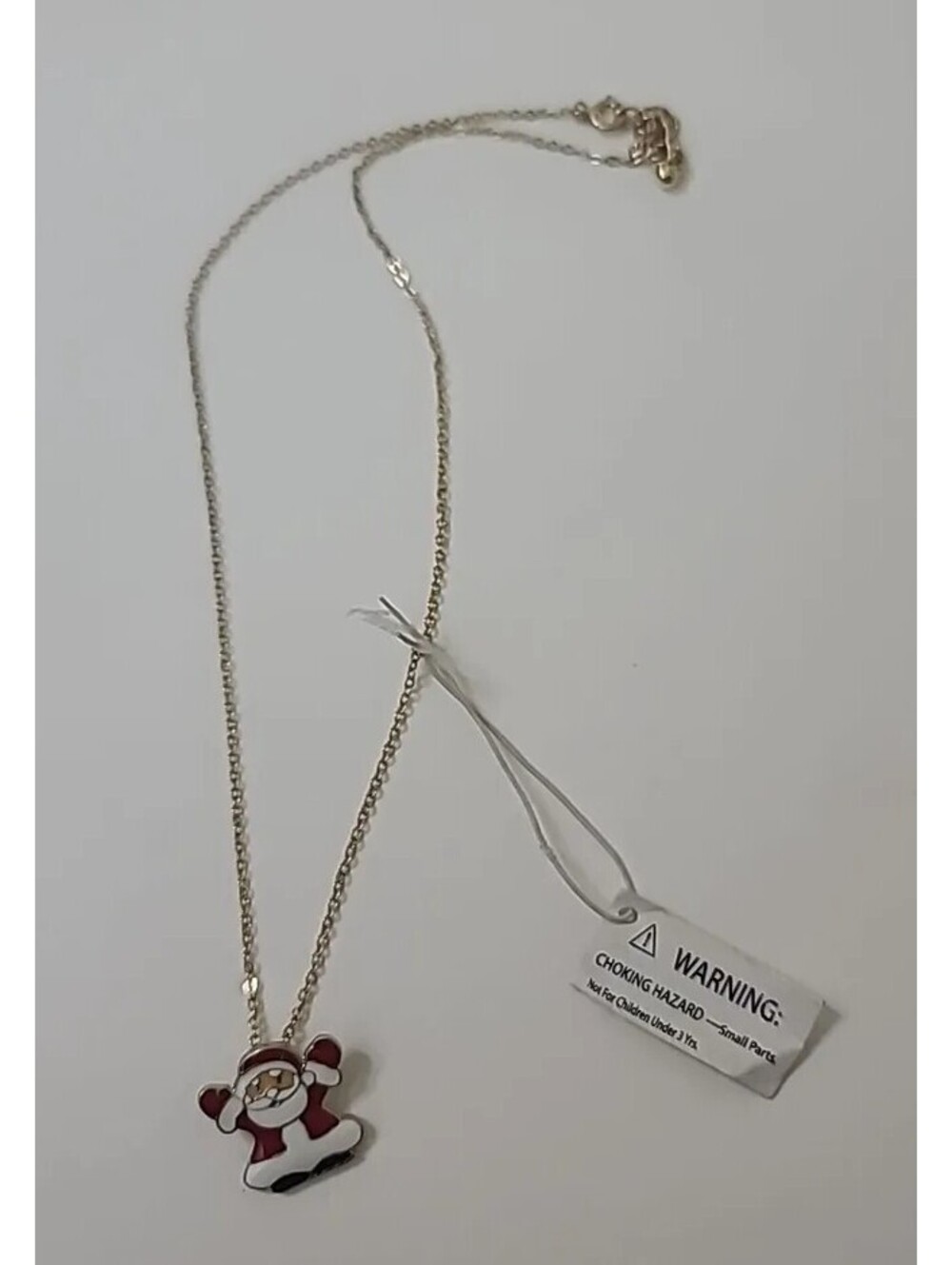 Enameled Santa Claus Necklace Goldtone Chain 3/4" x 3/4"